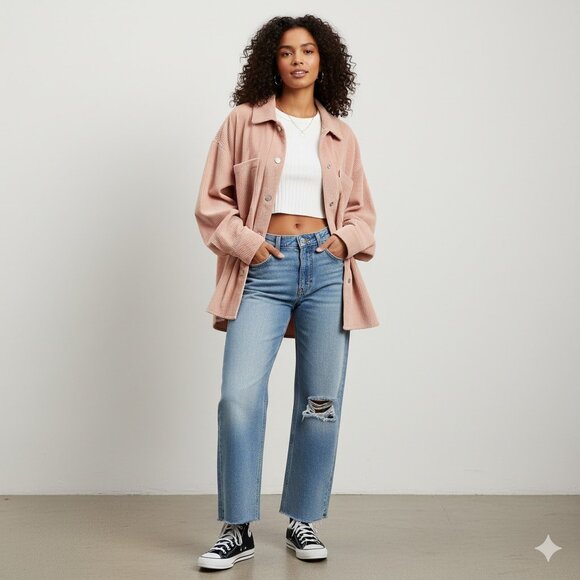 Levi’s Corduroy Shirt Jacket in Soft Blush | Size 3X | Oversized Fit - Picture 1 of 7